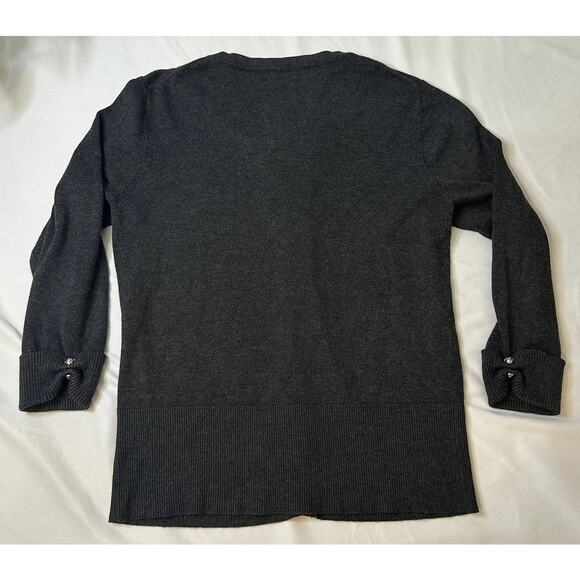 Grace Elements Charcoal Gray Cardigan Sweater Jeweled Button Size Large - Picture 5 of 5